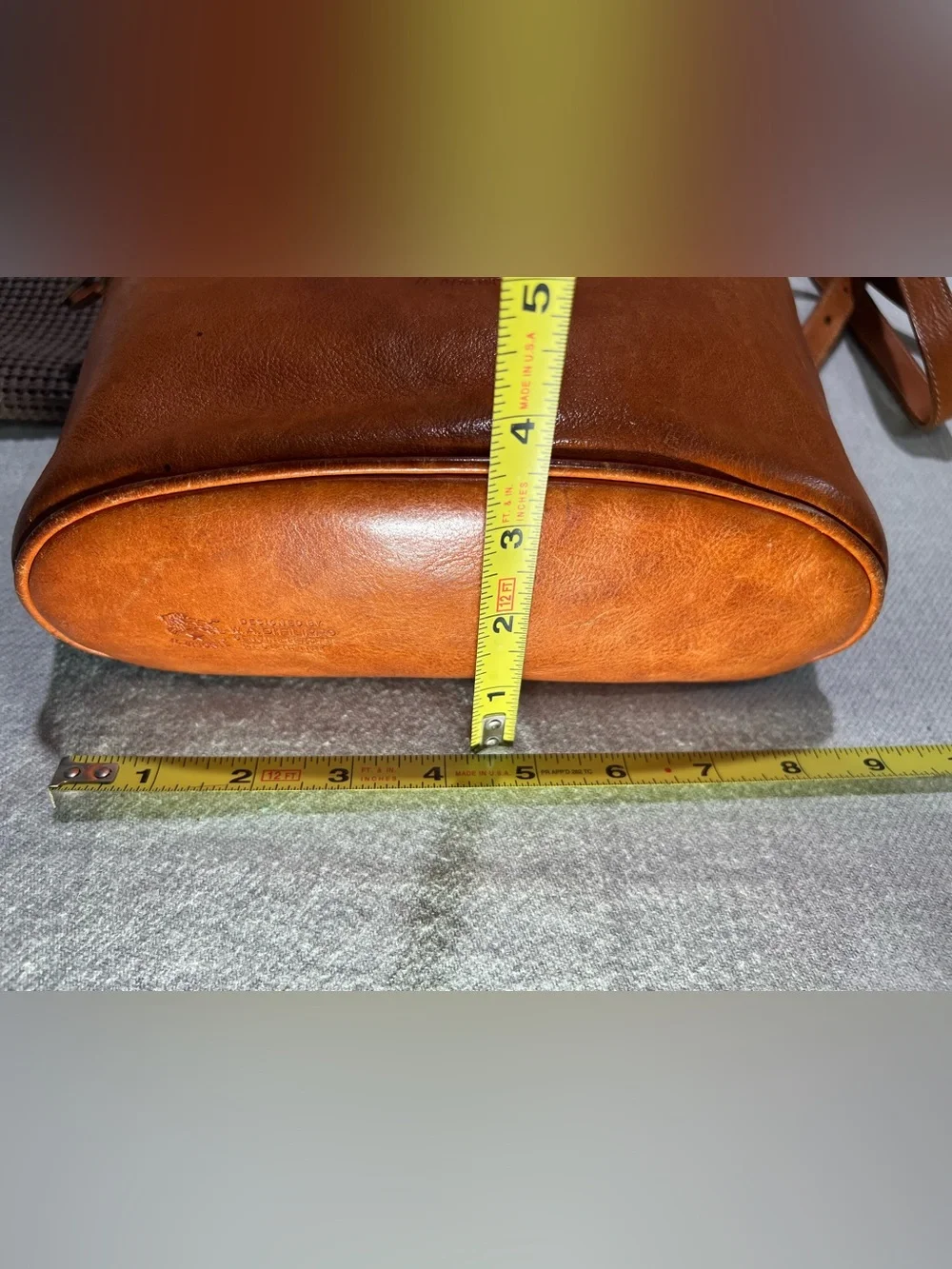 Vtg IL BISONTE Tan Leather Crossbody / Satchel Shoulder Bag Italy